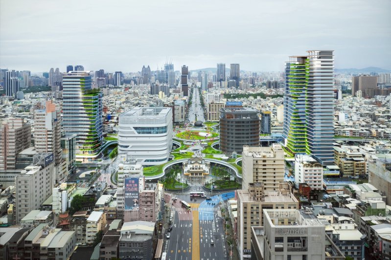 圖2 高雄車站專用區四、五及商四開發模擬圖。（都發局提供）