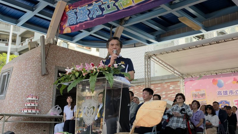 五福國中校長何茂通感恩致詞。(漾新聞記者陳雯萍攝)