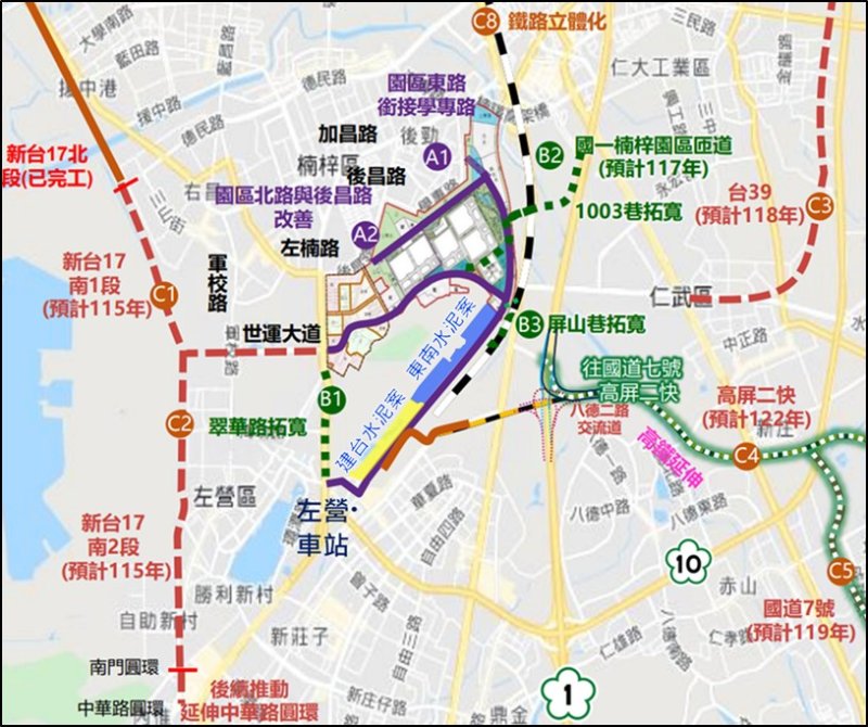 楠梓園區周邊道路系統示意圖 楠梓園區周邊道路系統示意圖