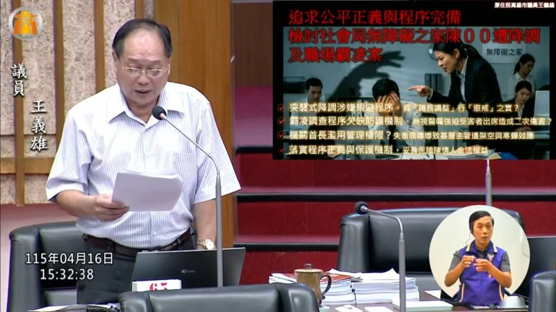 漾新聞｜王義雄質疑社會局霸凌案程序失衡 突襲降調掀寒蟬效應爭議