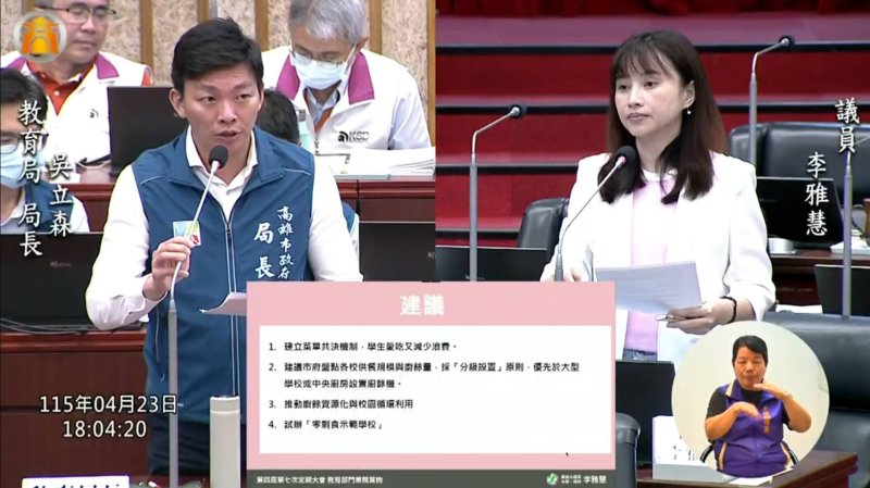 漾新聞| 營養午餐廚餘年浪費22億 李雅慧促減量機制與校園循環利用