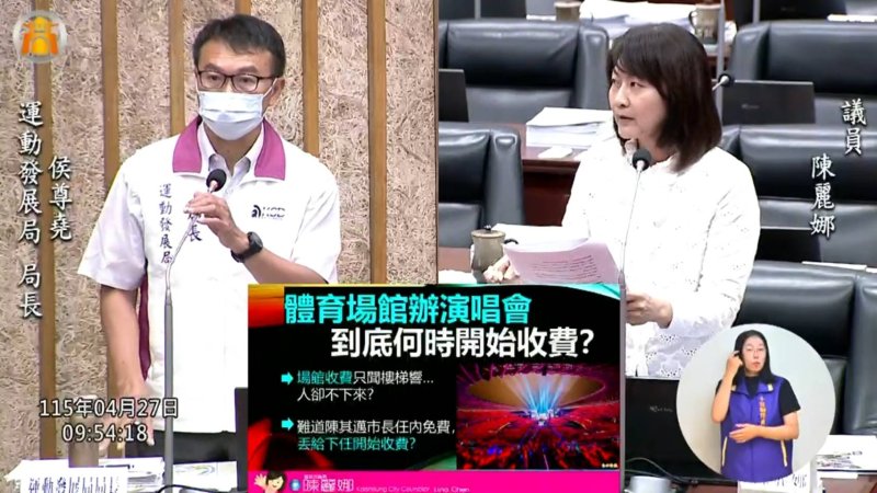 漾新聞|陳麗娜質疑演唱會免費推給下一任市長？侯尊堯：體育場收費5月上路
