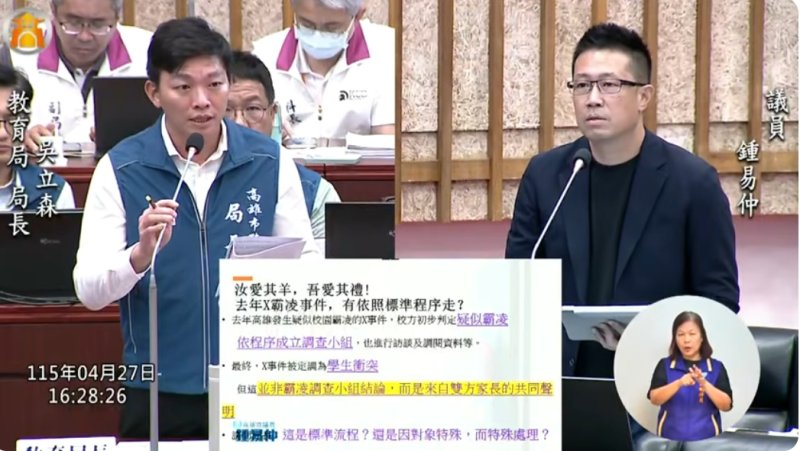 漾新聞|校園霸凌程序有走完？鍾易仲籲教育局公平公正