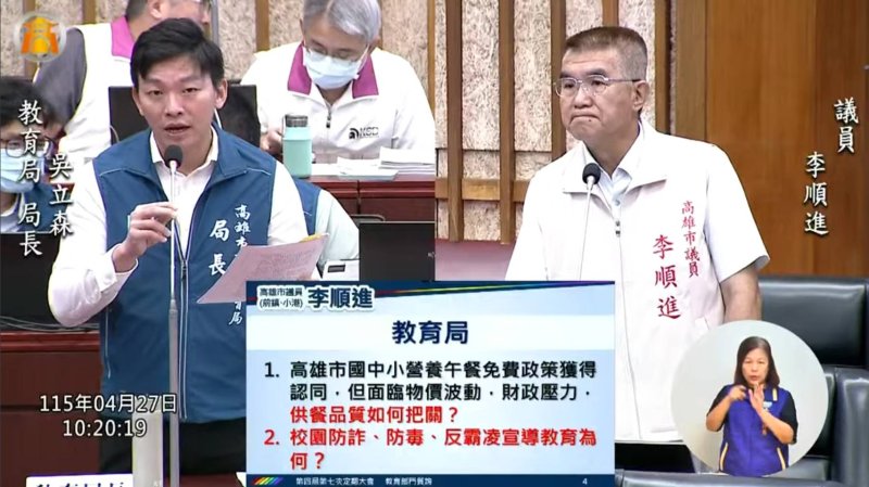 漾新聞|物價上漲壓力大 李順進憂心高雄營養午餐品質與預算能否撐住