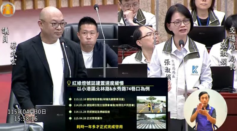 漾新聞|小港號誌等一年才亮 蔡武宏促交通局加速通電