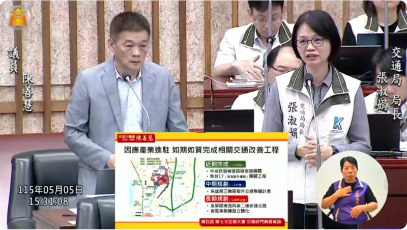 漾新聞｜產業交通不能卡 陳善慧催楠梓聯外道路年底到位