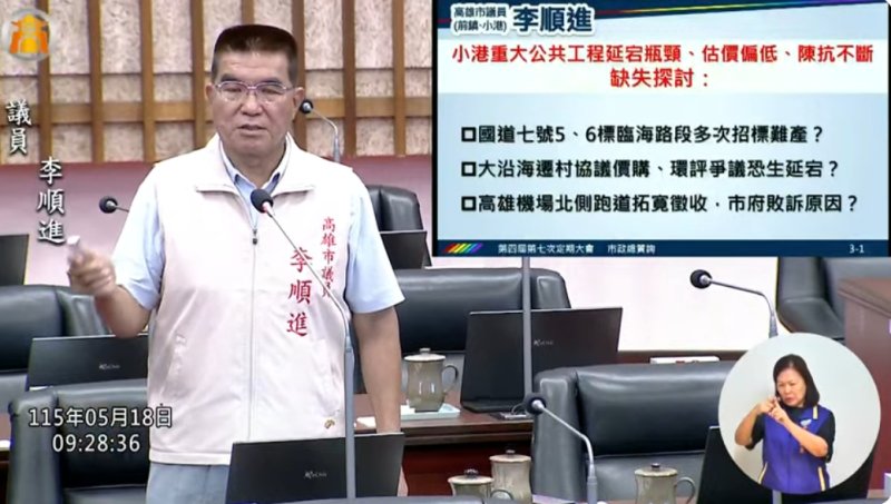 漾新聞｜李順進質疑小港工程卡關 估價偏低延誤建設