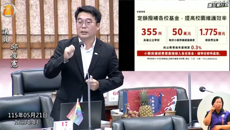 漾新聞｜邱俊憲促校園小修制度化 陳其邁允全力支持學校急需