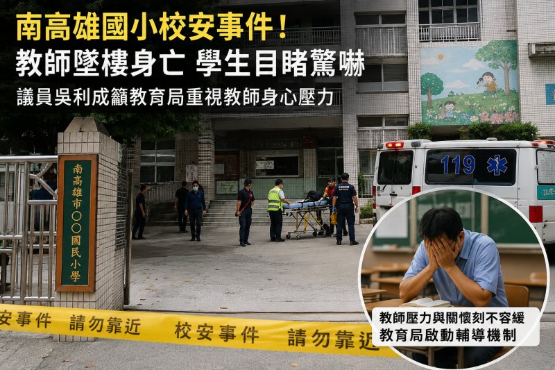 漾新聞｜南高雄國小教師墜樓亡　學生目睹受驚　校方啟動輔導機制