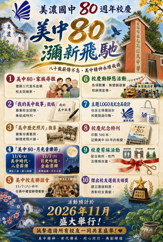 漾新聞|美中80週年校慶十項重大活動
