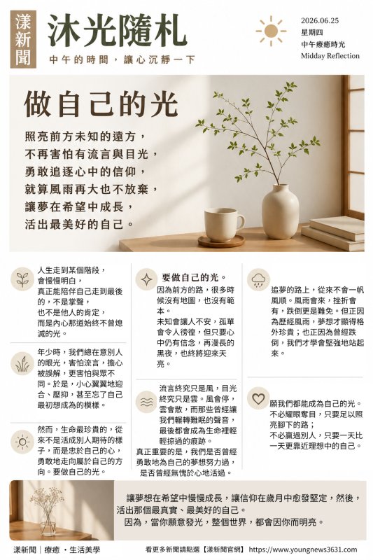 《做自己的光》——沐光隨札｜漾新聞
