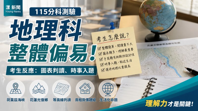 漾新聞｜分科地理偏易重理解　高雄考生：圖表判讀、生活時事成命題主軸