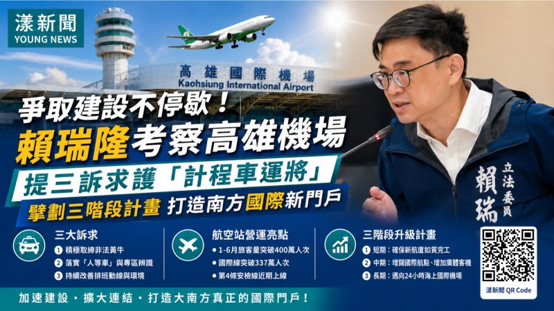 漾新聞｜賴瑞隆考察高雄機場　提三訴求護運將拚航空升級  