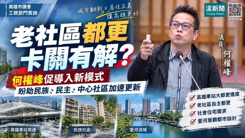漾新聞｜老社區都更卡關有解？何權峰促導入「和平新城模式」　200戶換屋助長者免搬兩次