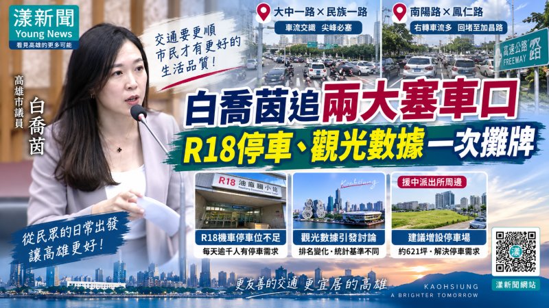 白喬茵追兩大塞車口　R18停車、觀光數據一次攤牌
