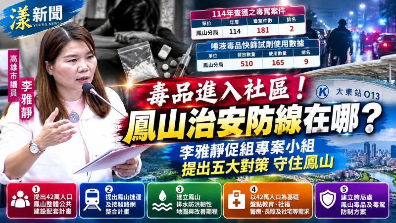 毒品進社區釀命案　李雅靜促組專案防制、提鳳山五大要求