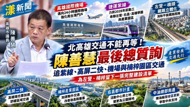 北高雄交通不能再等　陳善慧最後總質詢追紫線、高屏二快與楠梓園區聯外路網