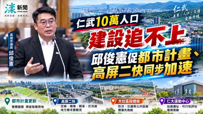仁武10萬人口建設追不上　邱俊憲促都市計畫、高屏二快同步加速