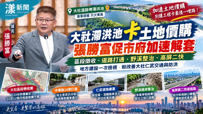 大社滯洪池卡土地價購　張勝富促市府打通建設最後一哩路