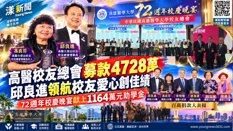 高醫校友總會募款4728萬　邱良進領航校友愛心創佳績 72週年校慶愛心滿溢　