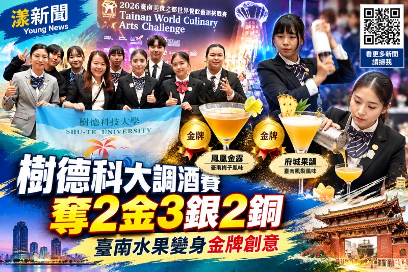 樹德科大調酒賽奪2金3銀2銅　臺南水果變身金牌創意