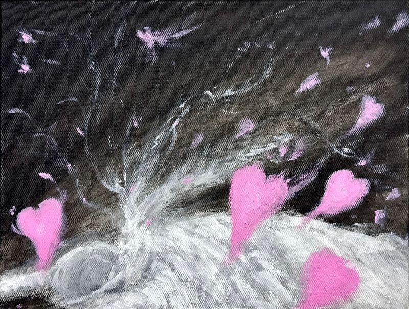 圖／從與個案深刻對話中情感堆疊的情緒，轉化的創作，劉柱均靈動畫更顯張力。(劉柱均提供)