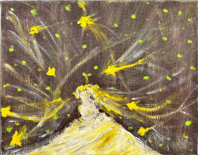 圖／從與個案深刻對話中情感堆疊的情緒，轉化的創作，劉柱均靈動畫更顯張力。(劉柱均提供)