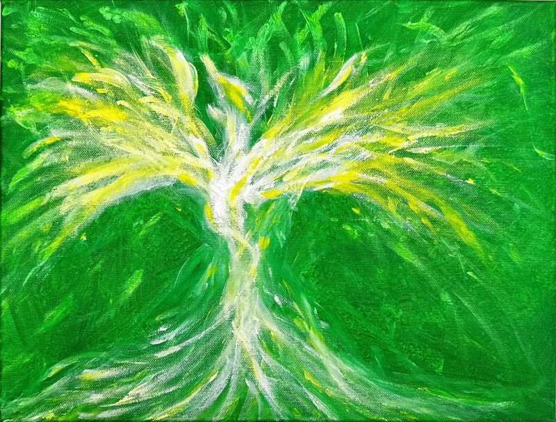 圖／從與個案深刻對話中情感堆疊的情緒，轉化的創作，劉柱均靈動畫更顯張力。(劉柱均提供)