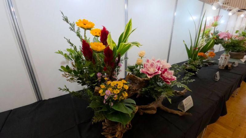 高雄市花友協會慶祝成立三十週年，舉辦「璀璨三十 花藝饗宴」為主題的藝展，展出五大流派60件創意作品，爭奇競艷難得一見。(漾新聞記者陳雯萍攝)