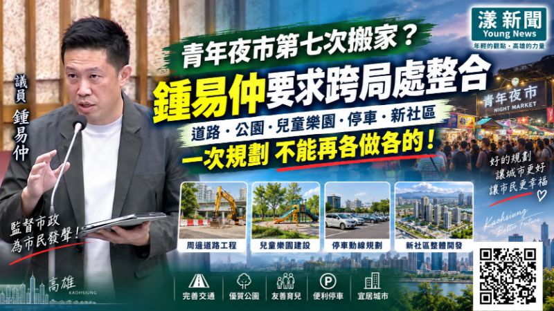 漾新聞|青年夜市搬遷、親子樂園交通成焦點 鍾易仲促跨局處整合 封面17766 漾新聞|青年夜市搬遷、親子樂園交通成焦點 鍾易仲促跨局處整合 封面17766