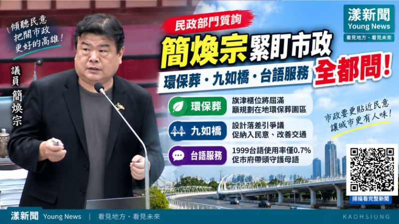 漾新聞|環保葬需求升溫、九如橋惹議 簡煥宗促公共工程納民意、台語服務別失守 封面17779 漾新聞|環保葬需求升溫、九如橋惹議 簡煥宗促公共工程納民意、台語服務別失守 封面17779