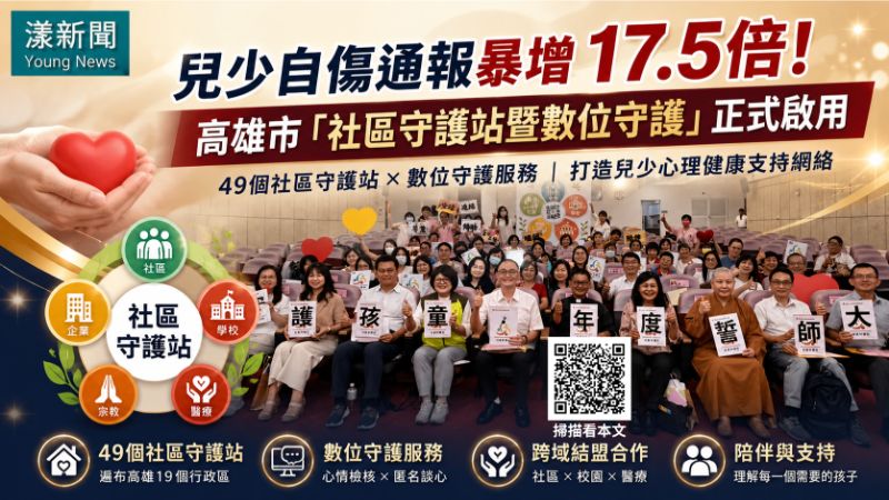 漾新聞｜兒少自傷通報增17.5倍　高雄49守護站織心理安全網
