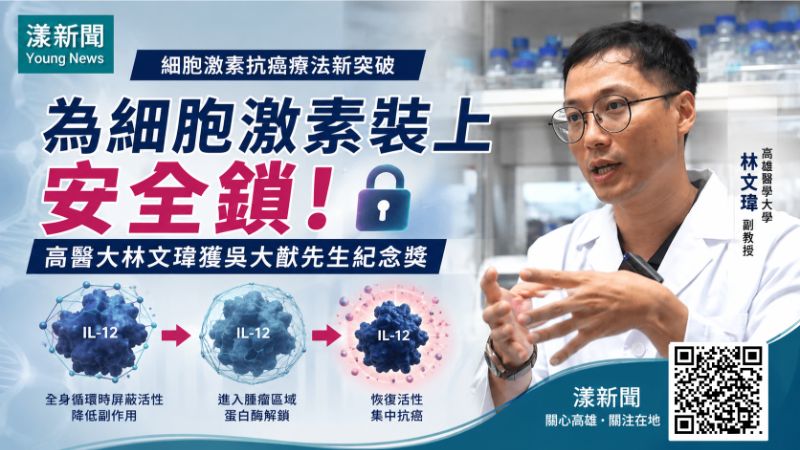 漾新聞｜為抗癌細胞激素裝上安全鎖　高醫大林文瑋獲吳大猷獎