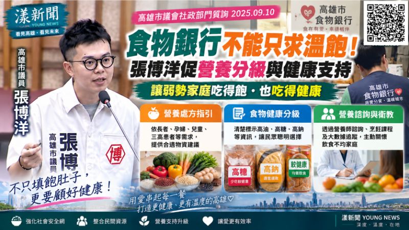 漾新聞｜食物銀行不能只求「吃得飽」！張博洋倡營養分級　蔡宛芬：可從健康標示先做