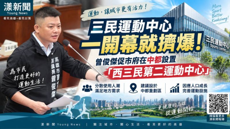 漾新聞｜三民運動中心一開幕就爆量　曾俊傑促中都增設「西三民第二運動中心」